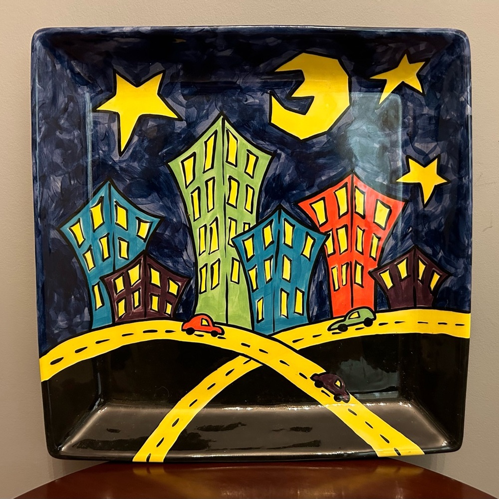 Vintage Carrie Wroot Hand Painted Ceramic Platter